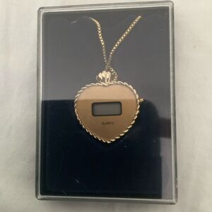 Vintage Jacques Carpentier Digital Heart watch necklace in original box